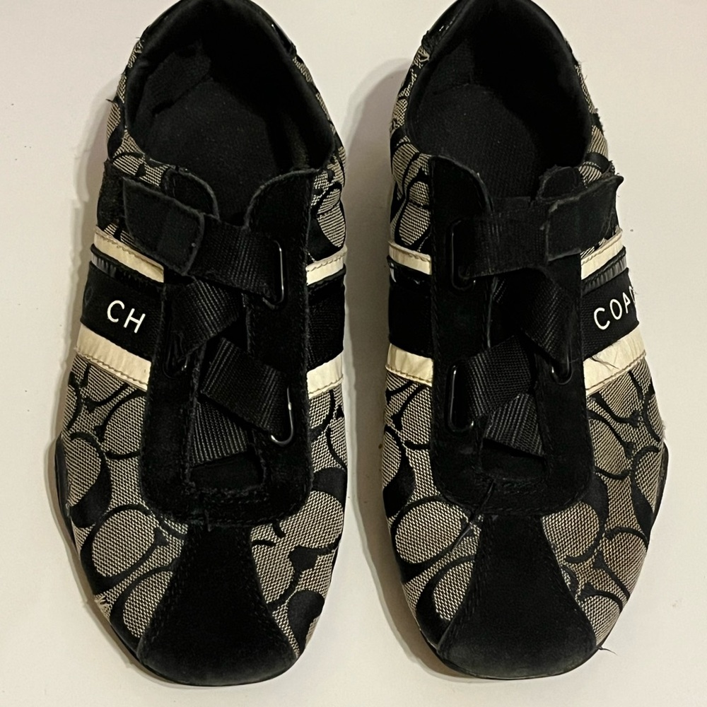 Coach Women's Jenney Q1036 Beige Black  Sneakers 7200063/I12 Size 8M